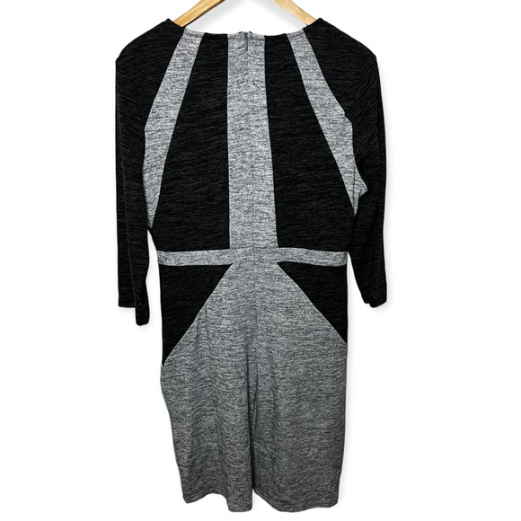 Neesha Women's Heathered Dark & Light Gray Knit Sweater Dress Round Neck Size L - Picture 2 of 14